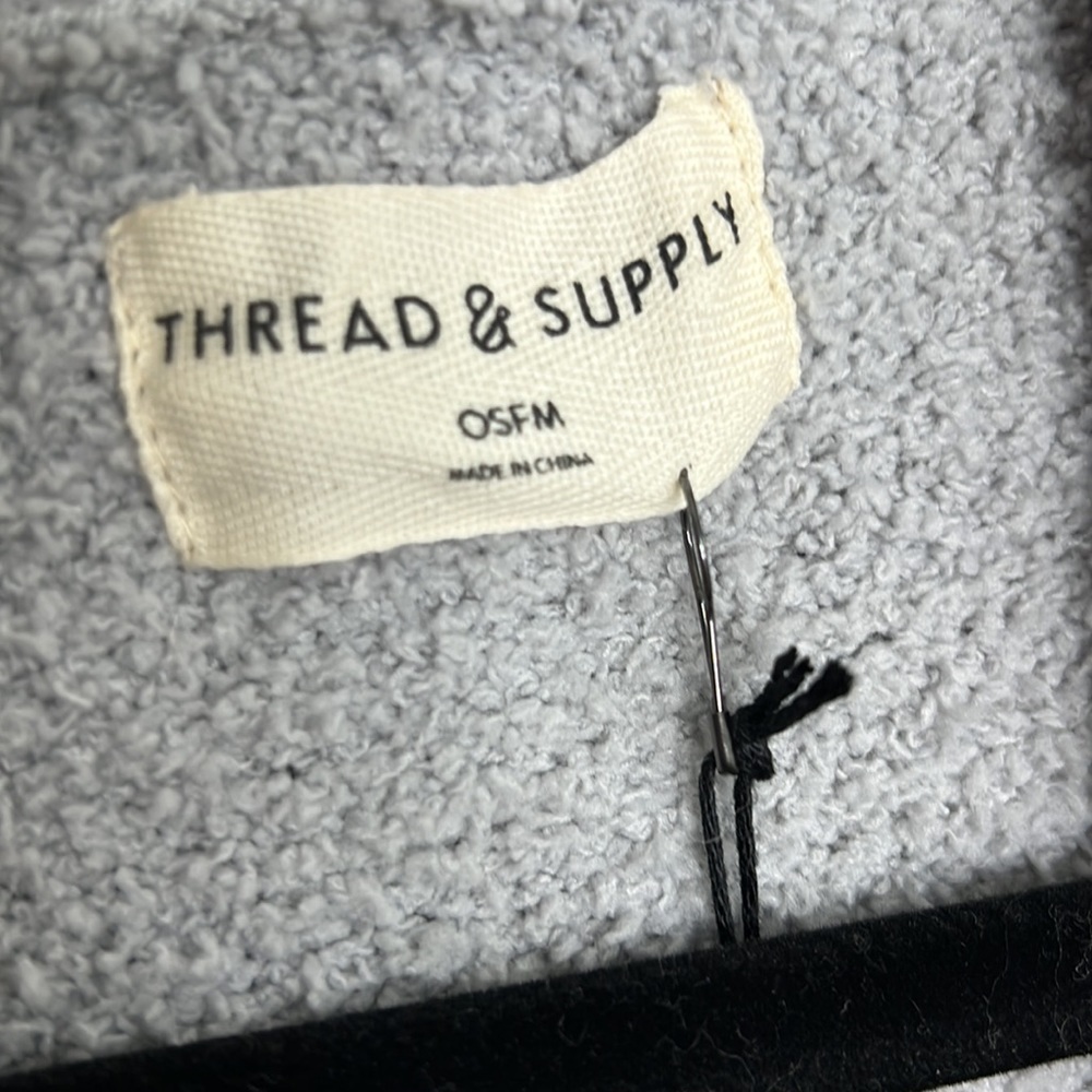 🕶️NWT⚡️Thread & Supply Grey Open Front Cozy Pocket Cardigan L/XL - Picture 6 of 9